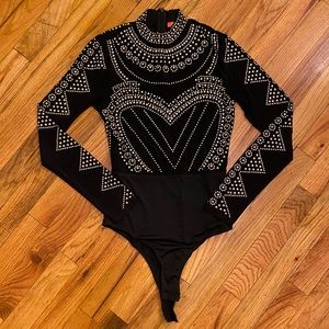 Black Bedazzled Bodysuit